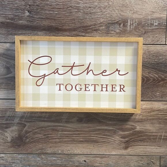 Better Homes & Garden Reversible Wooden Sign”Gather Together & Merry and Bright” - Picture 1 of 3